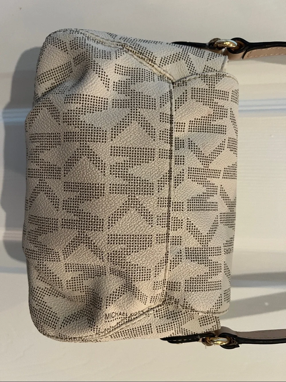 Michael Kors Cream/Tan MK Monogram Crossbody Bag